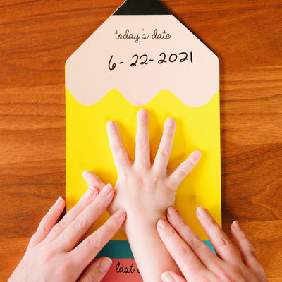 Pearhead's first day of school pencil handprint sign