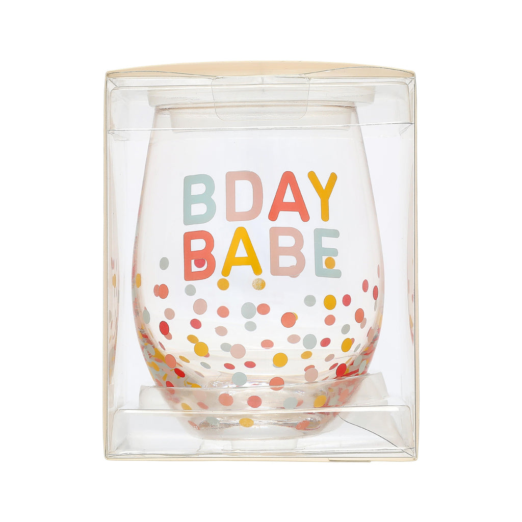 bday babe wine glass