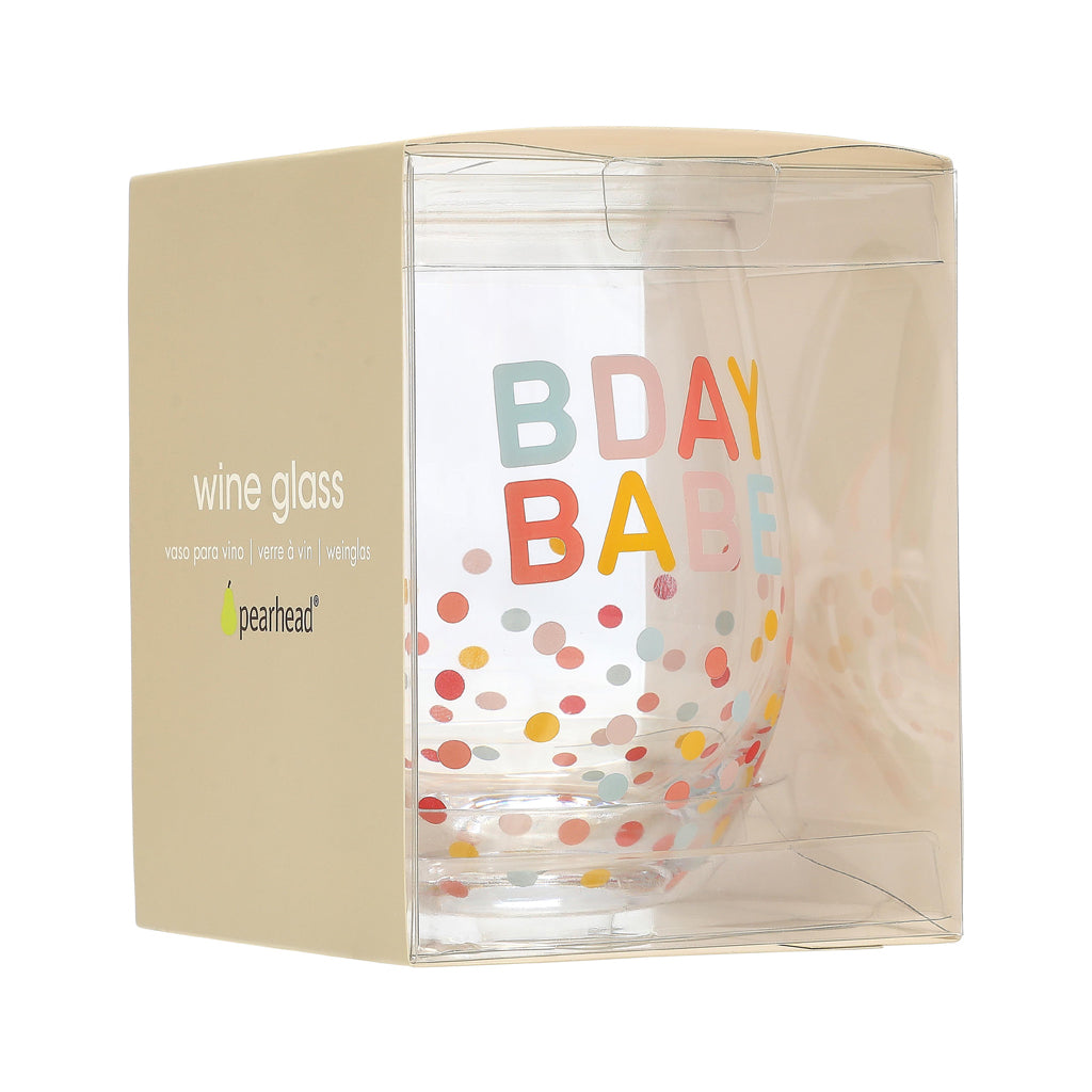 bday babe wine glass
