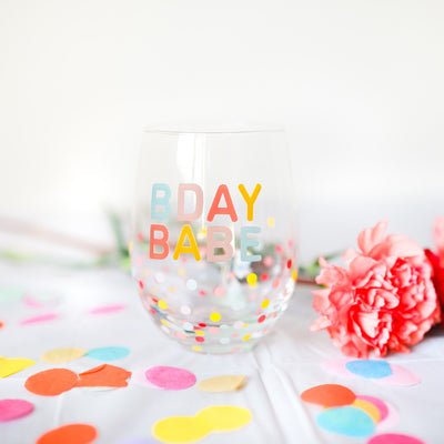 bday babe wine glass