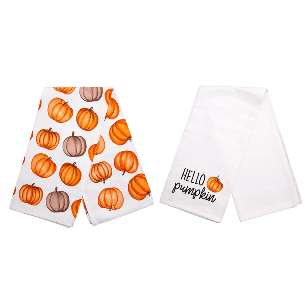 hello pumpkin tea towel set