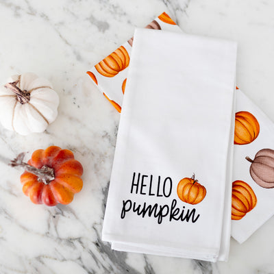 hello pumpkin tea towel set