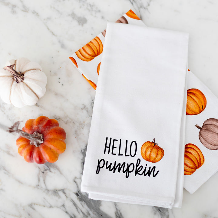 hello pumpkin tea towel set Pearhead