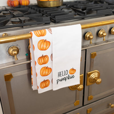 hello pumpkin tea towel set