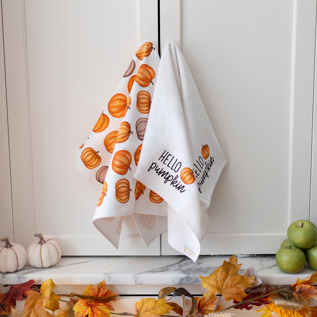 hello pumpkin tea towel set