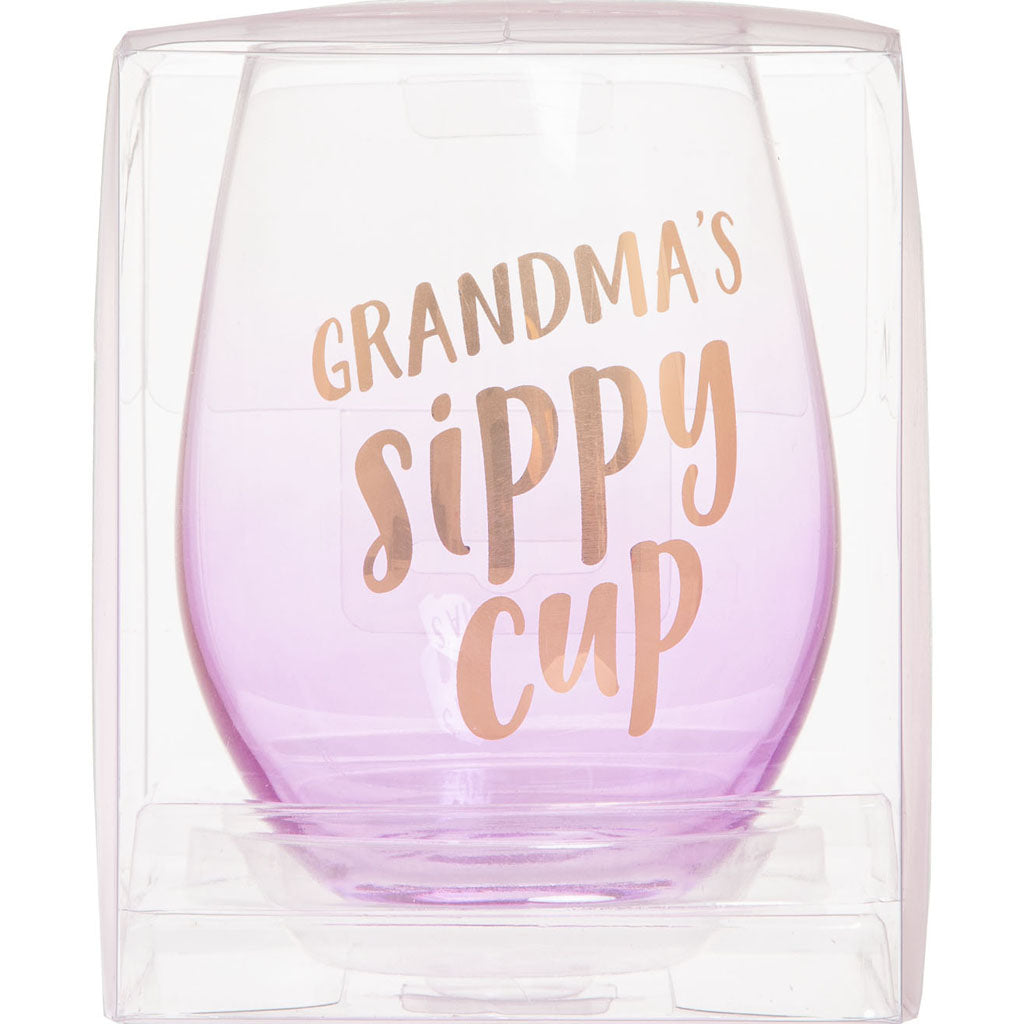 Giftcraft - Sentiment Wine Cup with Sip Lid Grandma's Sippy Cup