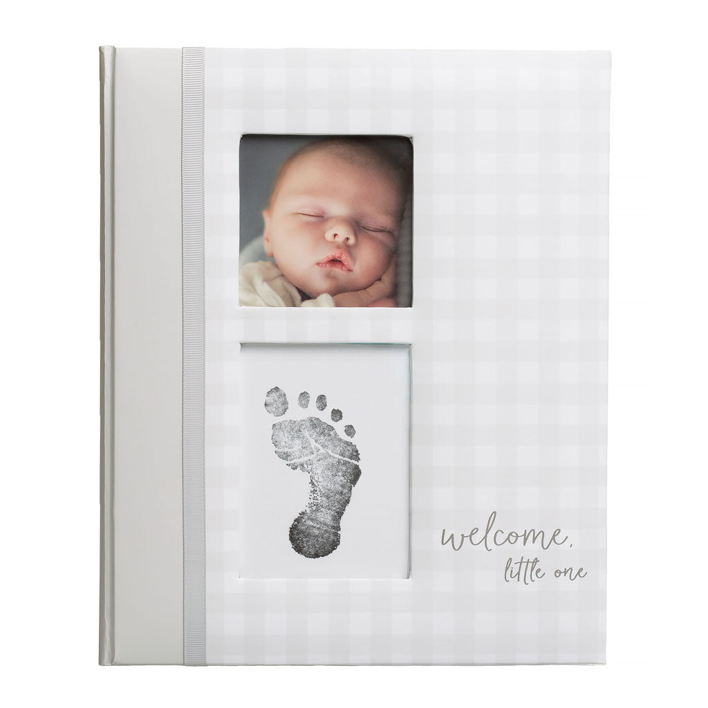 Pearhead's gingham babybook #color_gray