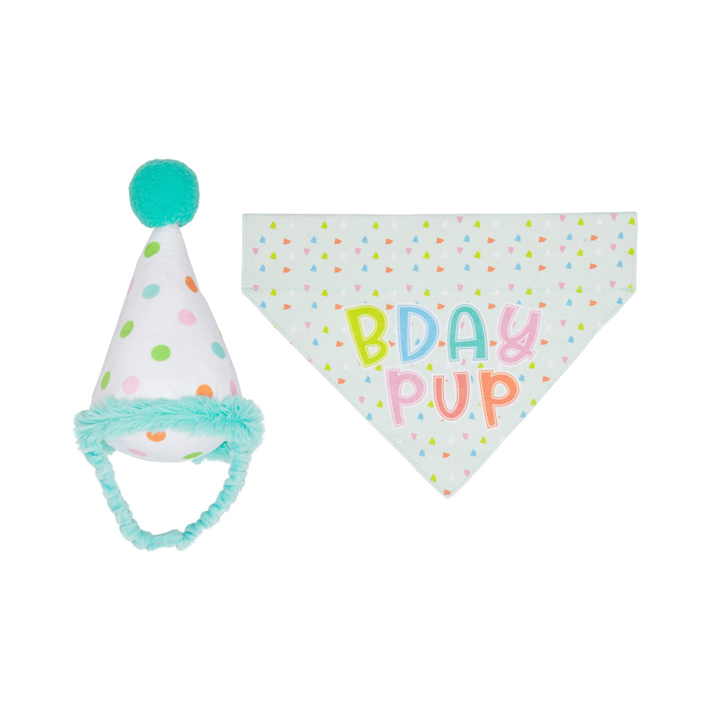 birthday pup dog bandana and hat set