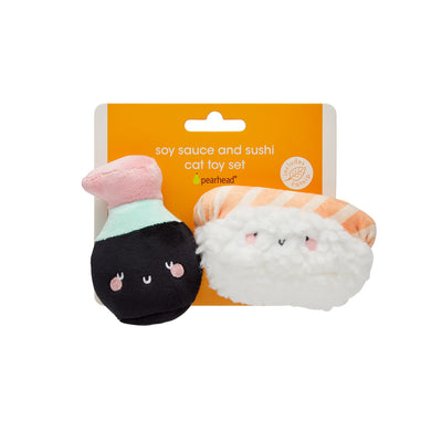 soy sauce and sushi cat toy set