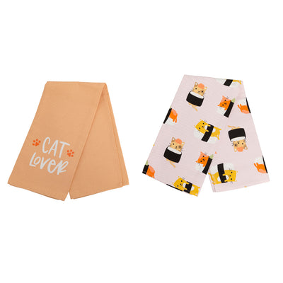 cat lover tea towel set