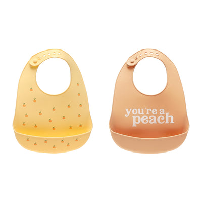 peach silicone baby bib set