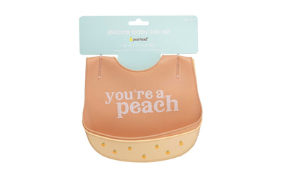 peach silicone baby bib set