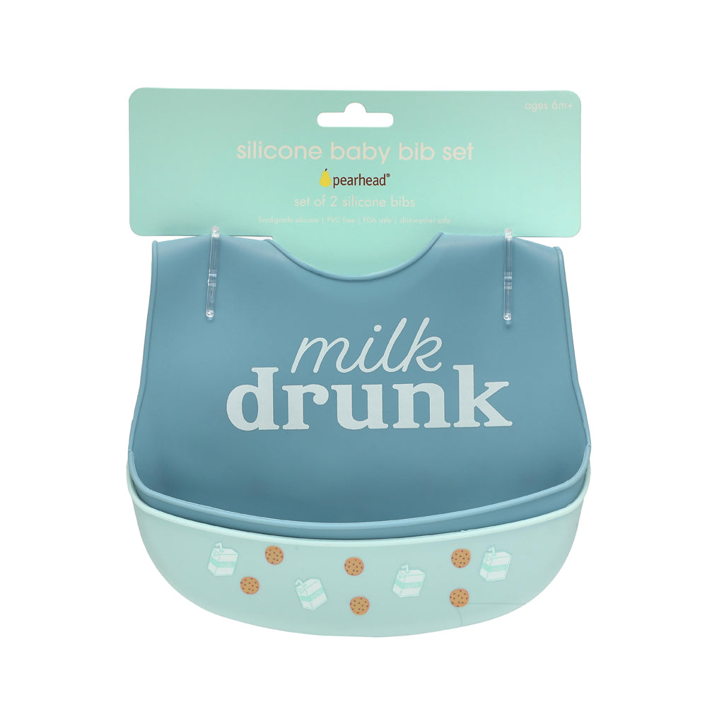 milk & cookies silicone baby bib set