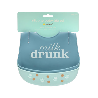 milk & cookies silicone baby bib set