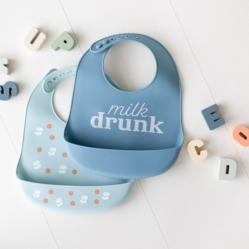 milk & cookies silicone baby bib set
