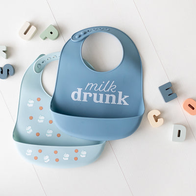 milk & cookies silicone baby bib set