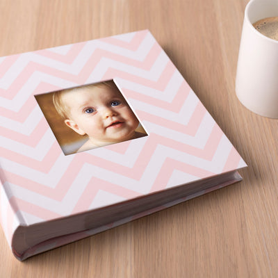 pink chevron baby album