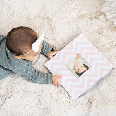 pink chevron baby album