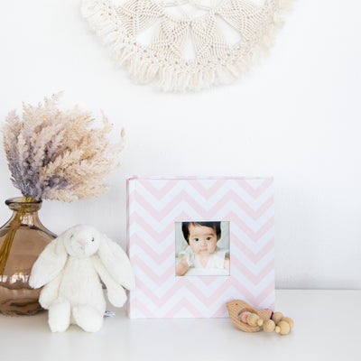 pink chevron baby album