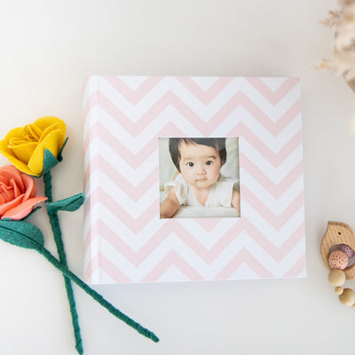 pink chevron baby album