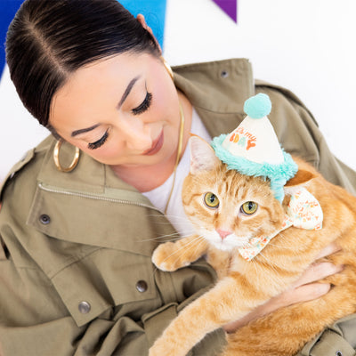 happy purrday cat hat and bowtie set