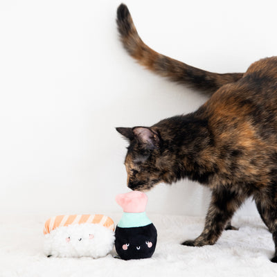 soy sauce and sushi cat toy set